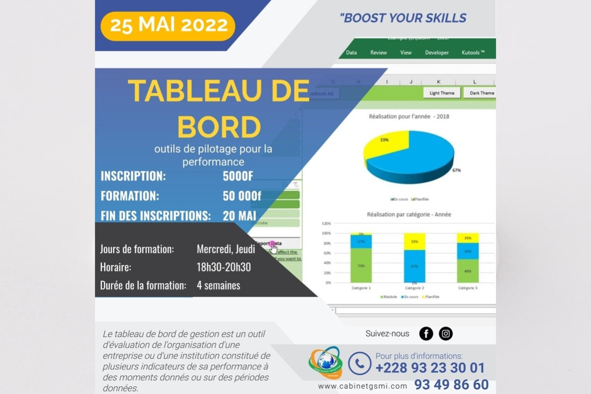 FORMATION: CONCEVOIR UN TABLEAU DE BORD