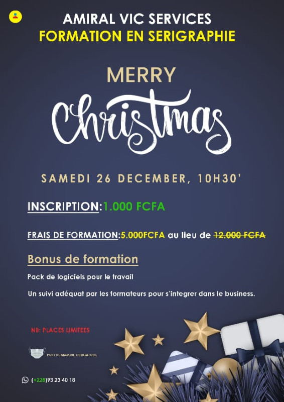 FORMATION PROMO MERRY CHRISTMAS CE SAMEDI 26 DECEMBRE 2020