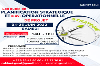 FORMATION_ LES OUTILS PERFORMANTS DE PLANIFICATION ET DE SUIVI OPERATIONNELS DES PROJETS